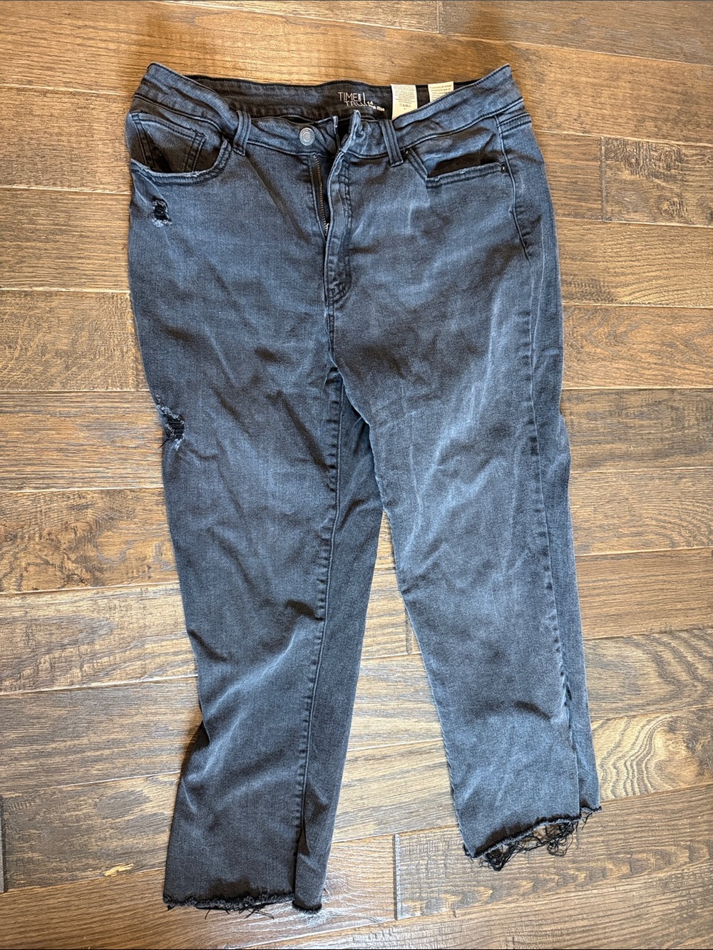 Time and Tru High Rise Distressed Black Jeans